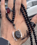 Prestige Hz. Ali Sulemani Black Dual Sword Aqeeq Tasbih– Shifa Ki Tasbeeh